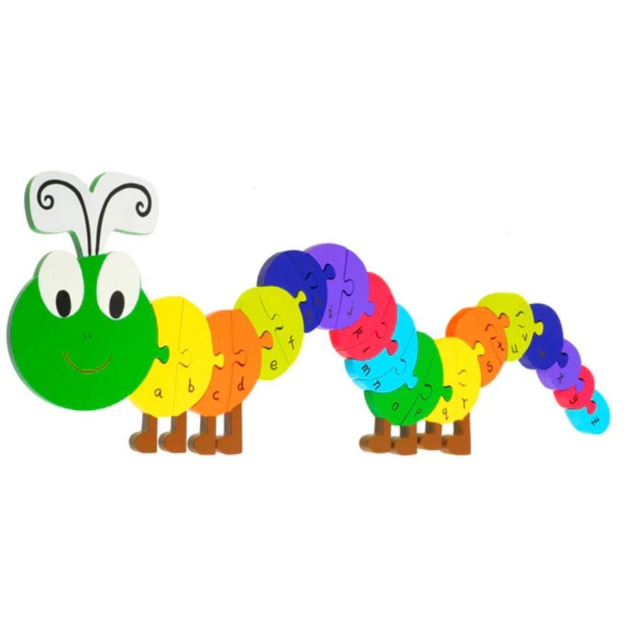 DJECO - By Collection Orange Tree Toys - Caterpillar Alphabet Puzzle | Toys Wooden Puzzles