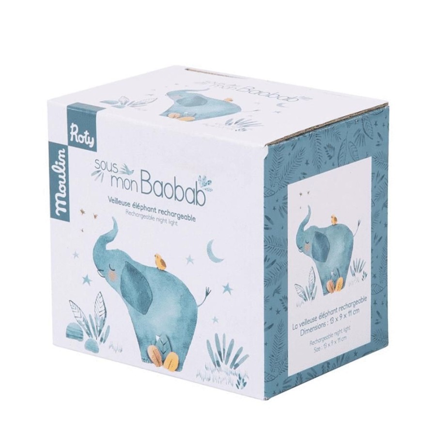 Moulin Roty Moulin Roty - Sous Mon Baobab Elephant Night Light | Kids Room Kids Night Lights