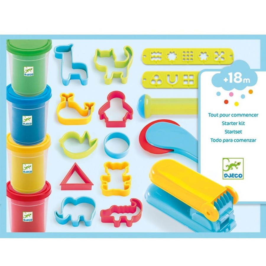 Djeco Djeco Dough Starter Set 4 Tubs / 15 Tools - Classic Colours | Crafts For Kids Making & Modelling