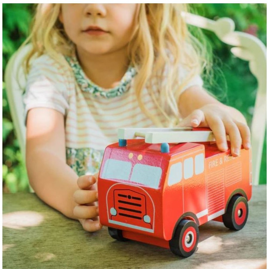 Orange Tree Toys Orange Tree Toys - Vintage Wooden Fire Engine | Toys Wooden Pull And Push Toys