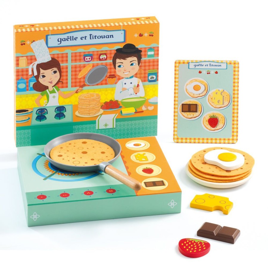 Djeco Toy Pancake Restaurant - Djeco Gaelle And Titouan | Toys Kitchen Toys And Play Foods