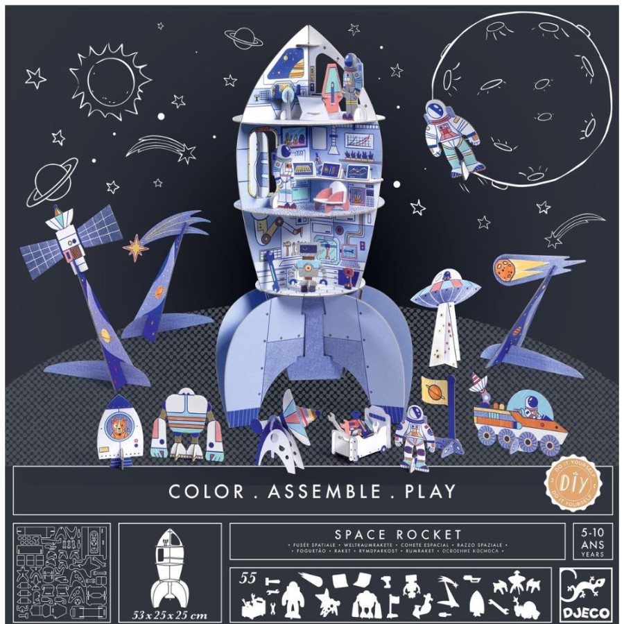 Djeco Djeco Colour, Assemble, Play - Space Rocket | Crafts For Kids Creative Kits For Older Children