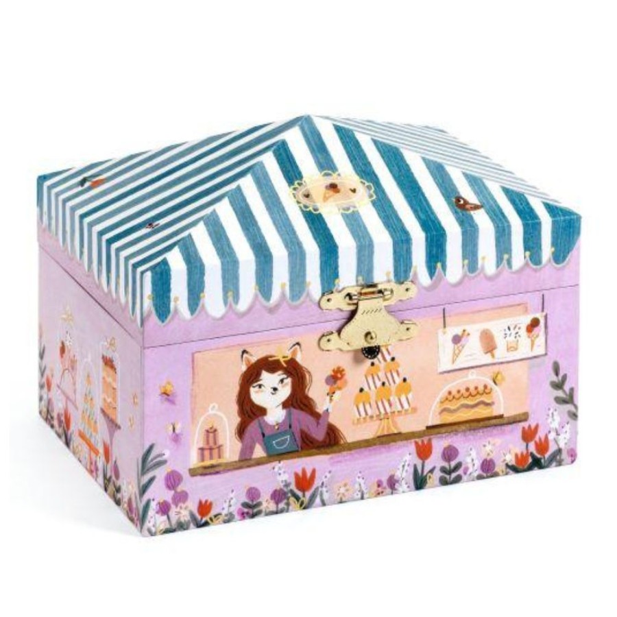 Djeco Djeco Music Box, Ice Cream Shop Musical Jewellery Box 4 Yrs + | Kids Room Musical Boxes