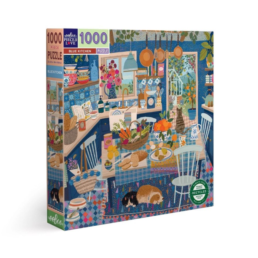 eeBoo Eeboo 1000 Piece Jigsaw Puzzle - Blue Kitchen | Toys 1000 Piece Jigsaw Puzzles