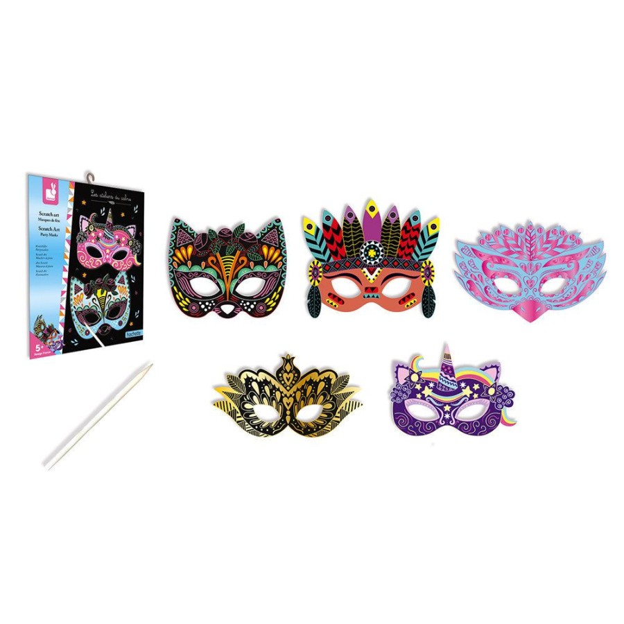 Janod Janod Scratch Art - Party Masks | Crafts For Kids Scratch Art