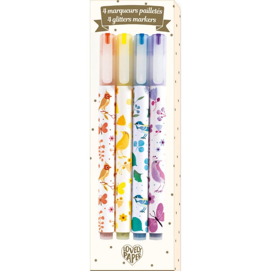 Djeco Djeco 4 Tinou Glitter Markers | Kids Art Art Supplies And Easels