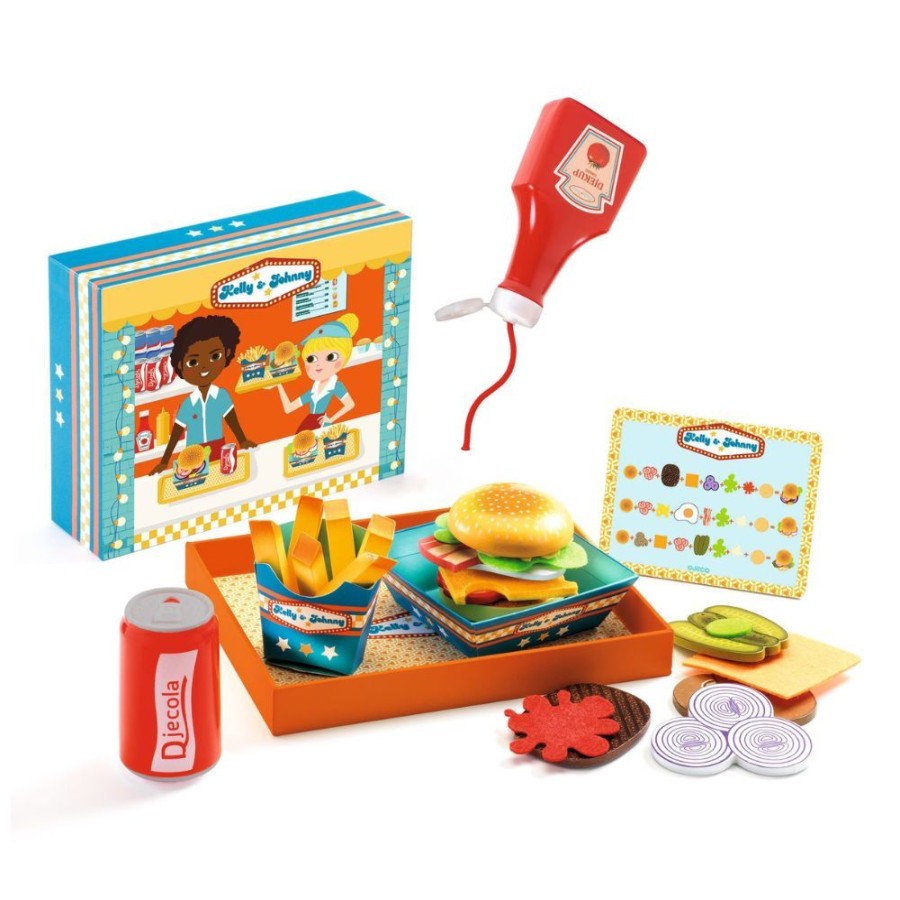 Djeco Djeco Kelly & Johnny Burger Bar | Toys Kitchen Toys And Play Foods