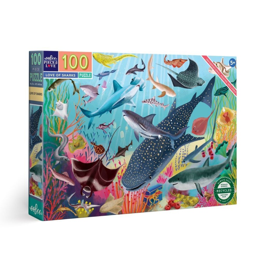 eeBoo Eeboo Love Of Sharks 100 Piece Puzzle | Toys Jigsaw Puzzles