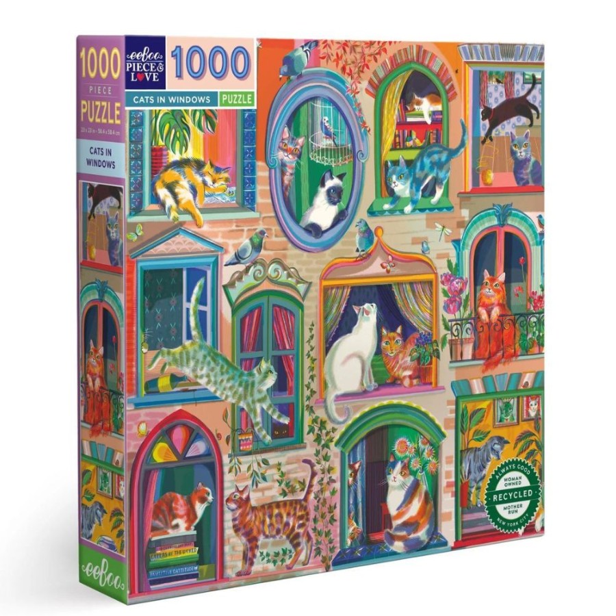 eeBoo Eeboo 1000 Piece Jigsaw Puzzle - Cats In Windows | Toys Jigsaw Puzzles