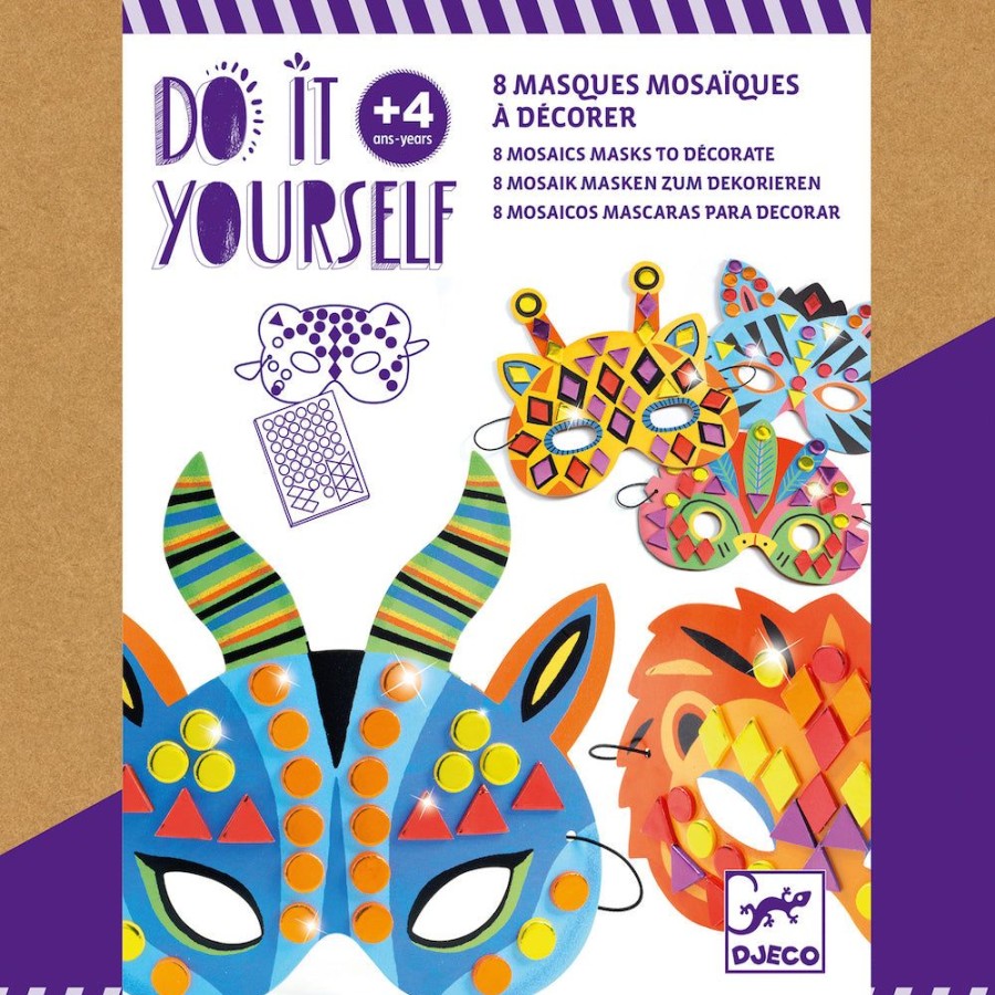 Djeco Djeco Do It Yourself - 8 Mosaic Masks To Decorate Jungle | Crafts For Kids Making & Modelling