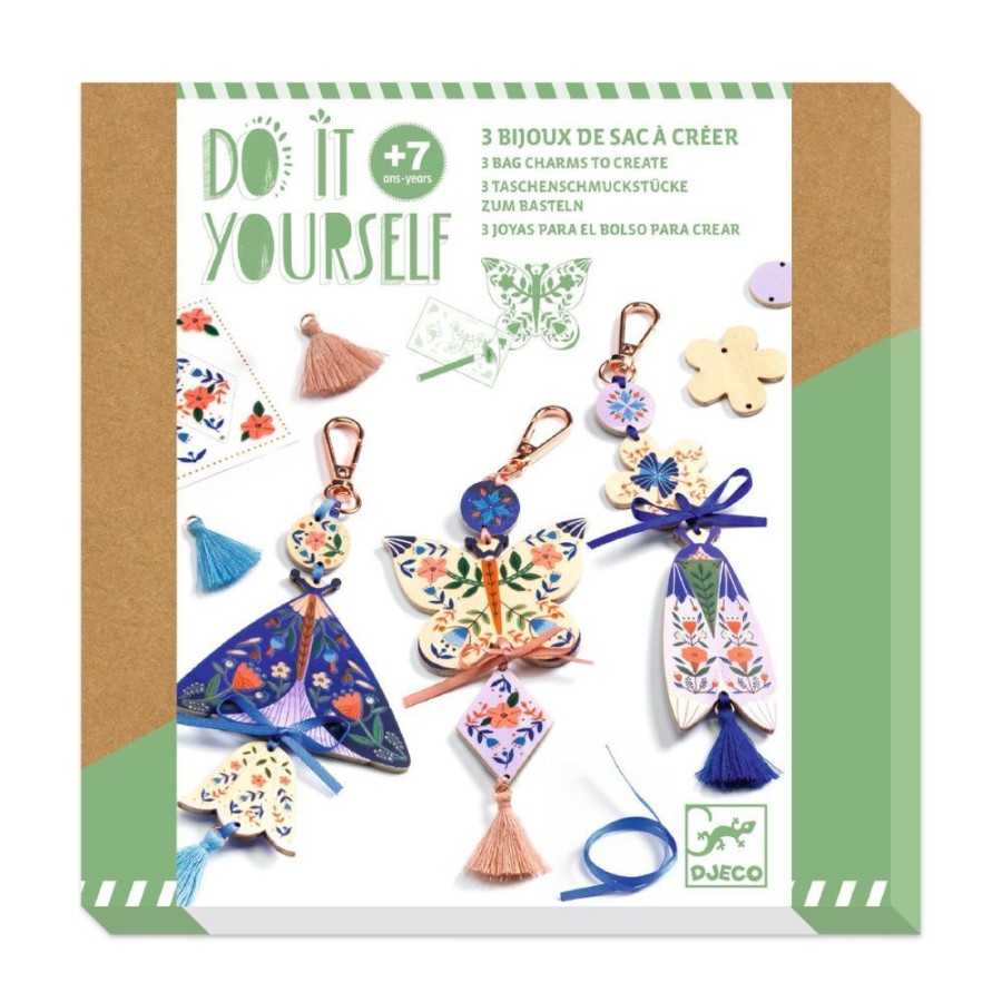 Djeco Djeco Do It Yourself Butterflies - 3 Bag Charms To Create | Sew & Knit Beads & Jewellery Making