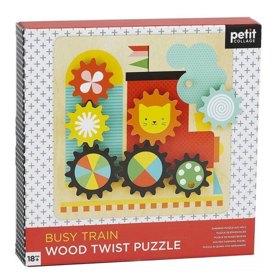 Petit Collage Petit Collage Wooden Twist Busy Train | Toys Wooden Puzzles