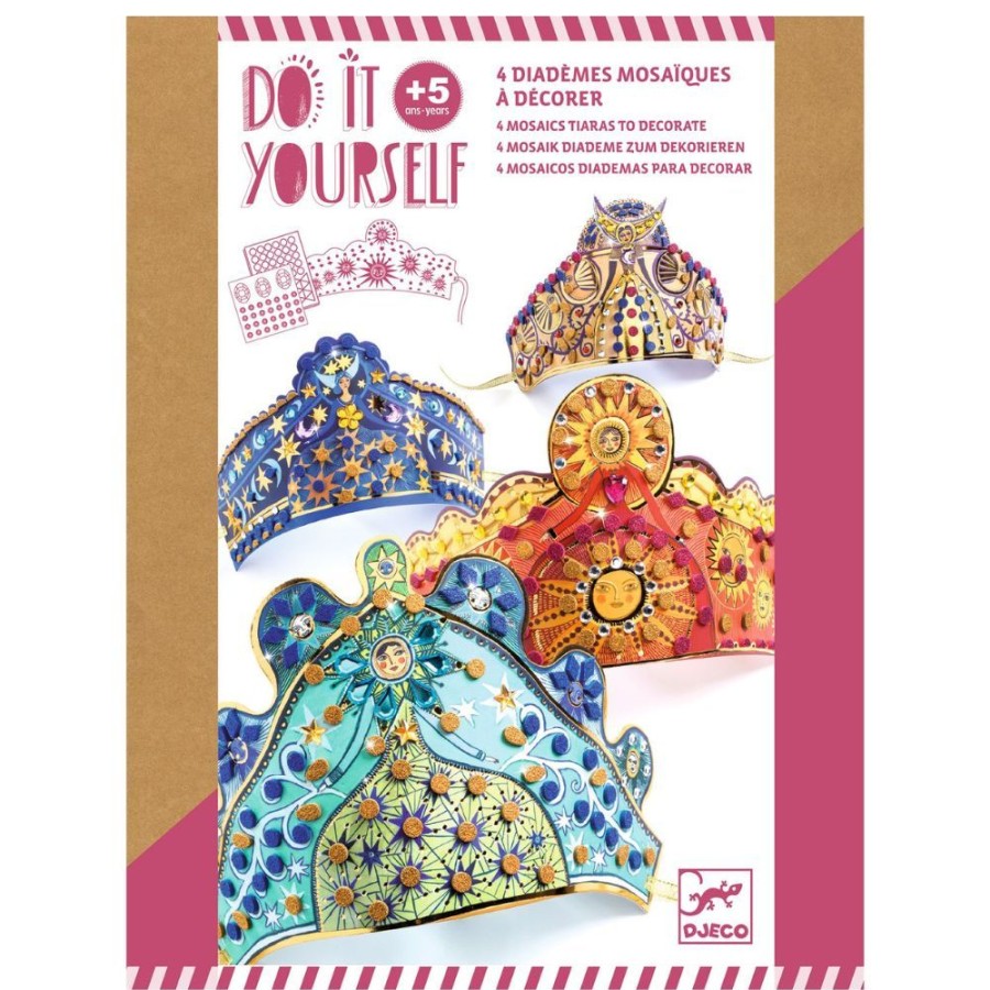 Djeco Djeco Do It Yourself, 4 Mosaic Tiaras Enchantresses - Mosaic Kits | Crafts For Kids Mosaics For Kids