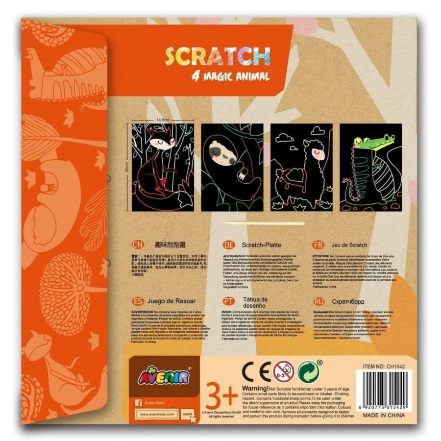 Avenir Arts and Crafts Avenir Scratch - 4 Magic Animal | Crafts For Kids Scratch Art