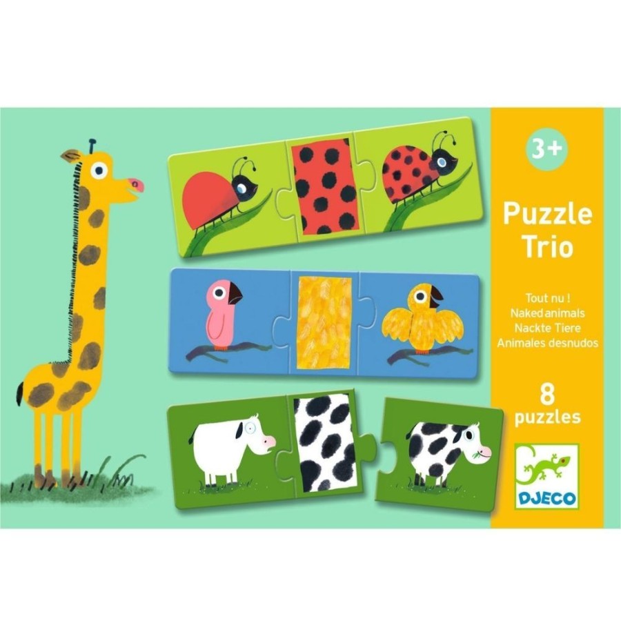 Djeco Djeco Educational Toddler Puzzle Trio - Naked Animals | Toys Preschool Toys