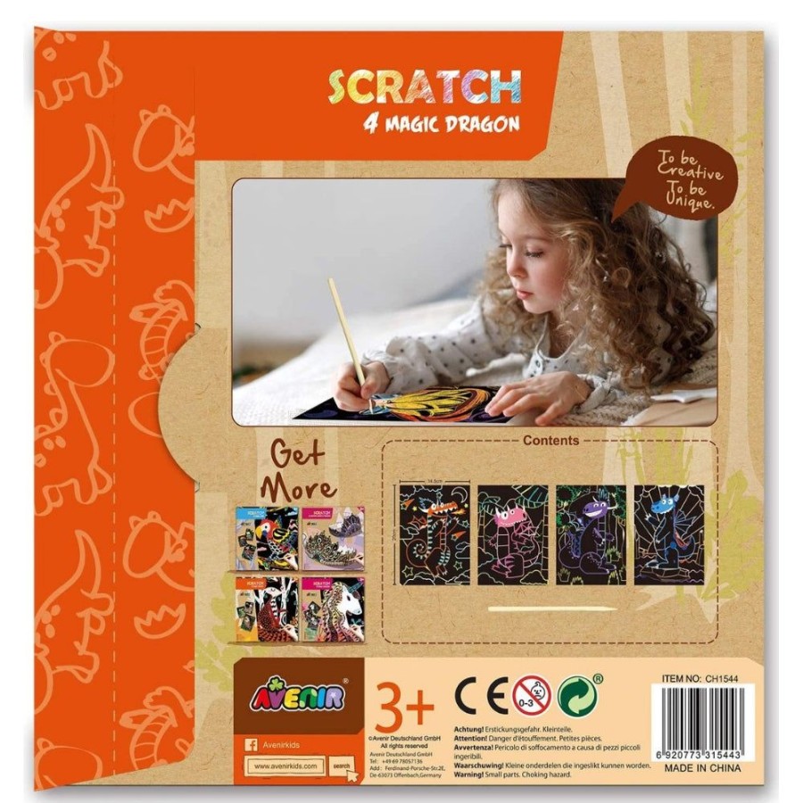 Avenir Arts and Crafts Avenir Scratch - 4 Magic Dragon | Crafts For Kids Scratch Art