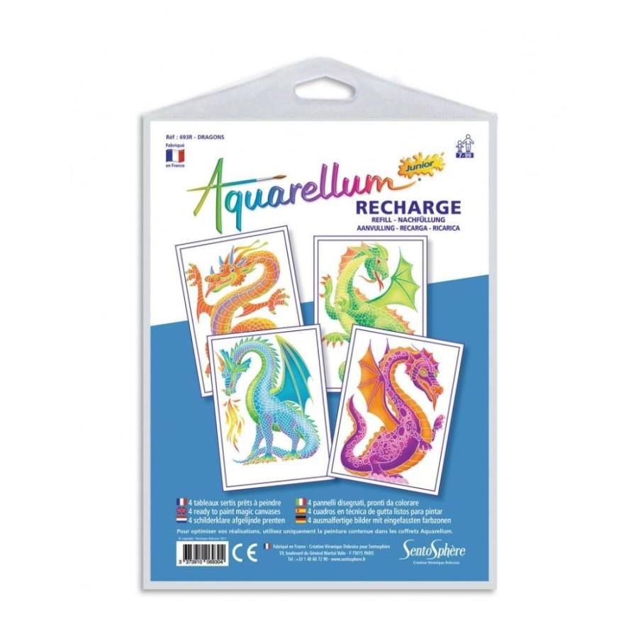 Aquarellum Aquarellum Junior Dragons - Refills | Kids Art Painting Sets And Colouring By Numbers