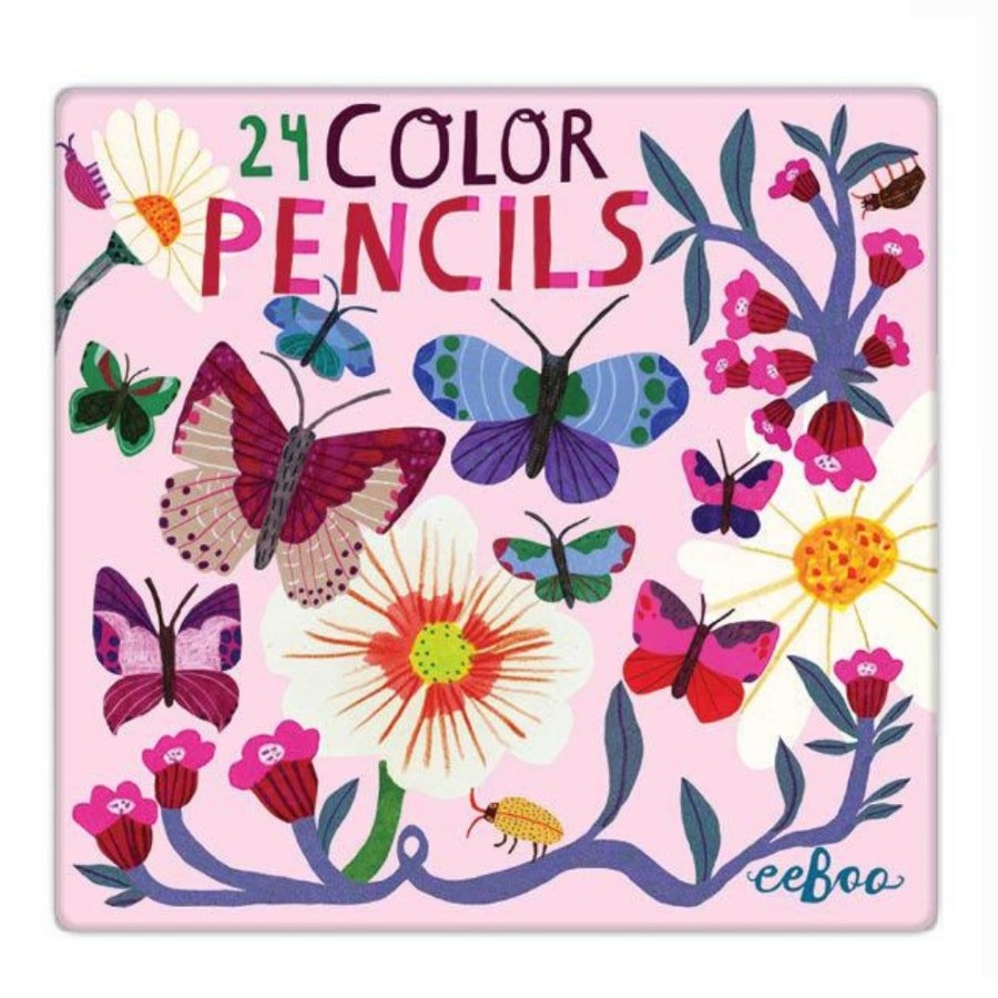 eeBoo Eeboo 24 Deluxe Pencils - Butterflies & Flowers | Kids Art Art Supplies And Easels