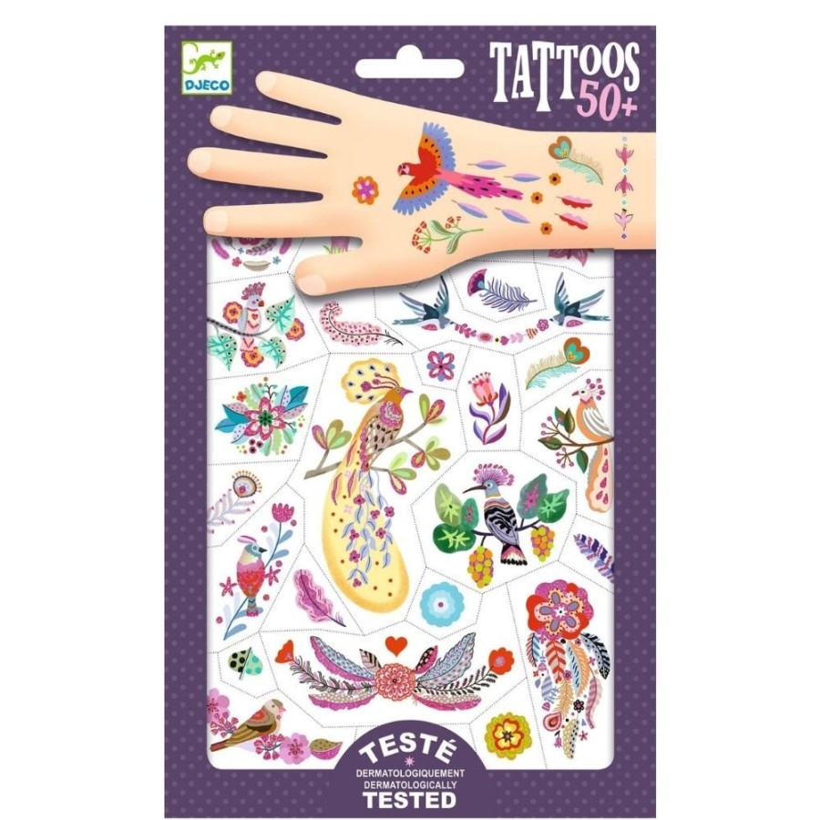 Djeco Djeco Tattoos - Bright Birds | Crafts For Kids Stickers And Transfers